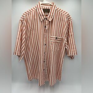 Utopia Men’s Linen Blend Striped Button Up Shirt Size L Short Sleeve Summer